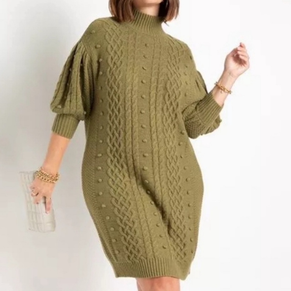 Eloquii Cable Knit Sweater Dress